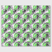 Abstraktes Schwarz-Neon-Grün-Fluid Geschenkpapier (Flach)