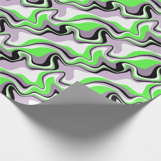 Abstraktes Schwarz-Neon-Grün-Fluid Geschenkpapier (Ecke)