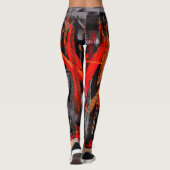 Abstraktes Schwarz-Orange-Gemälde #2 Leggings (Rückseite)