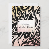 Abstraktes Schwarz-Pfirsich-Brautparty Einladung (Rückseite)