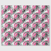 Abstraktes Schwarz-Pink-Fluid Geschenkpapier (Flach)