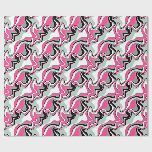 Abstraktes Schwarz-Pink-Fluid Geschenkpapier (Flach)