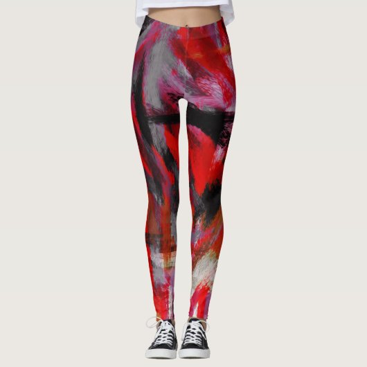 Abstraktes Schwarz-Rosa-Bild Nr. 3 Leggings (Vorderseite)
