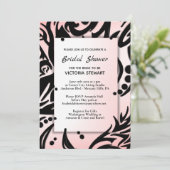 Abstraktes Schwarz-Rosa-Brautparty Einladung (Stehend Vorderseite)