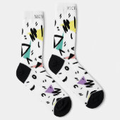 Abstraktes Schwarz-Rosa-Gelb Socken (Rechts)