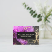Abstraktes Schwarz-Rosa-Gold Visitenkarte (Stehend Vorderseite)