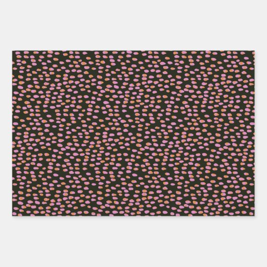 Abstraktes Schwarz-Rosa-Punktmuster Geschenkpapier Set (Vorderseite 2)