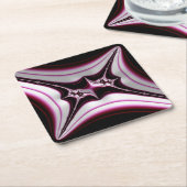 Abstraktes Schwarz-Rosa-Spiky-Fraktal Symmetrie Untersetzer (angewinkelt)