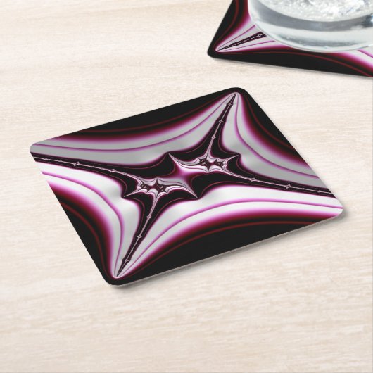 Abstraktes Schwarz-Rosa-Spiky-Fraktal Symmetrie Untersetzer (angewinkelt)