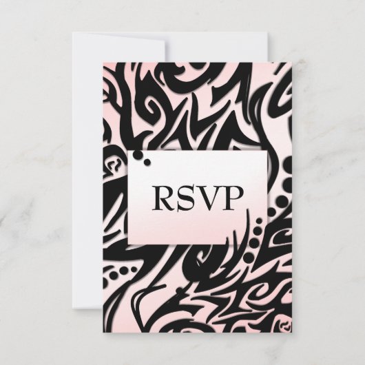 Abstraktes Schwarz-Rosa-Tribal mit Menü-UAWG RSVP Karte (Rückseite)