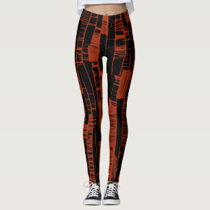 abstraktes Schwarz-Rot-Muster Leggings