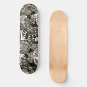 Abstraktes Schwarz-Sepia Skateboard (Vorderseite)