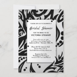 Abstraktes Schwarz-Silber-Brautparty Einladung