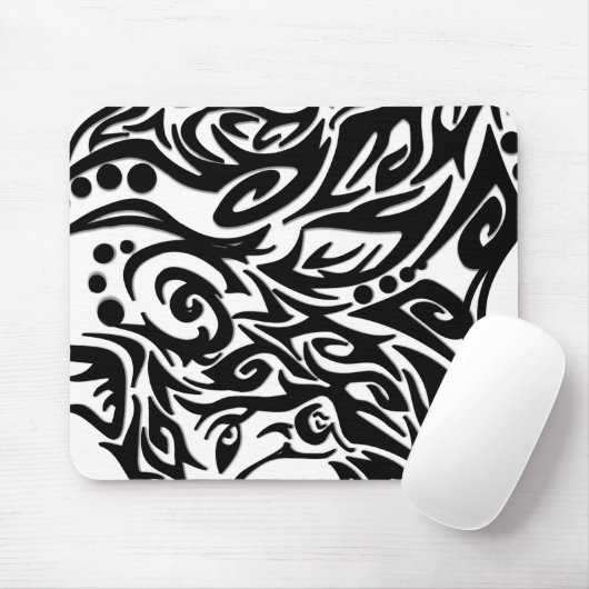 Abstraktes Schwarz Stammes- Mousepad (Mit Mouse)