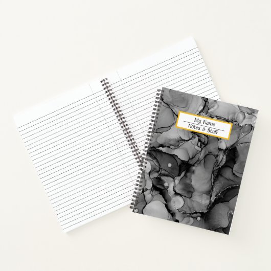 Abstraktes Schwarz-Tinte-Notebook Notizblock (Innenseite)