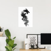 Abstraktes Schwarz-Tinten-Rauch-Drache Fantasy-Pos Poster (Heimbüro)
