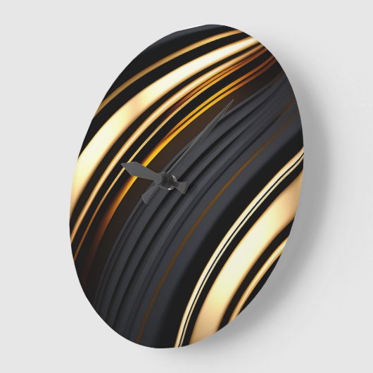Abstraktes Schwarz und Gold Große Wanduhr (Winkel)