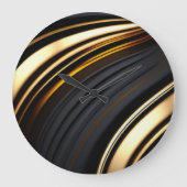Abstraktes Schwarz und Gold Große Wanduhr (Vorderseite)