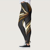 Abstraktes Schwarz und Gold Leggings (Links)