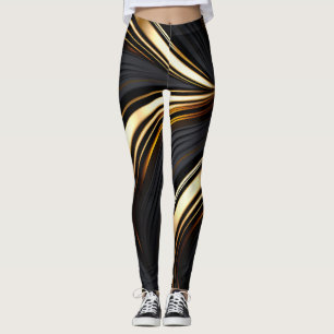 Abstraktes Schwarz und Gold Leggings