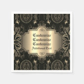 Abstraktes Schwarz und Gold Serviette (Vorderseite)