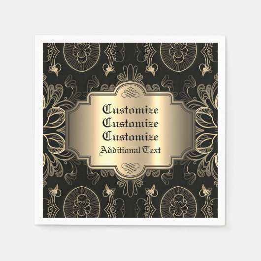 Abstraktes Schwarz und Gold Serviette (Vorderseite)