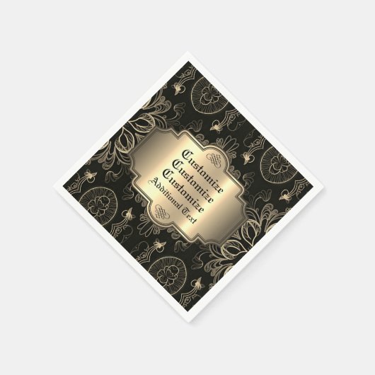 Abstraktes Schwarz und Gold Serviette (Ecke)