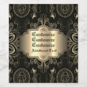 Abstraktes Schwarz und Gold Weinetikett (Einzelnes Label)