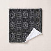 Abstraktes Schwarz und Grau Badhandtuch Set (Waschlappen)