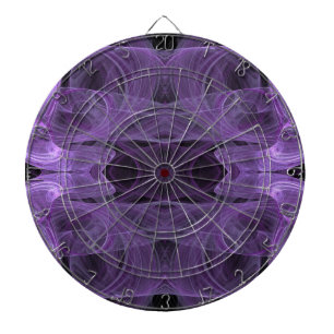 Abstraktes Schwarz und Lila Fraktal Dart Board Dartscheibe
