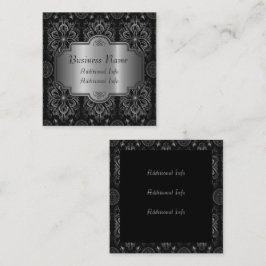 Abstraktes Schwarz und Silber Quadratische Visitenkarte
