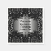 Abstraktes Schwarz und Silber Serviette (Vorderseite)