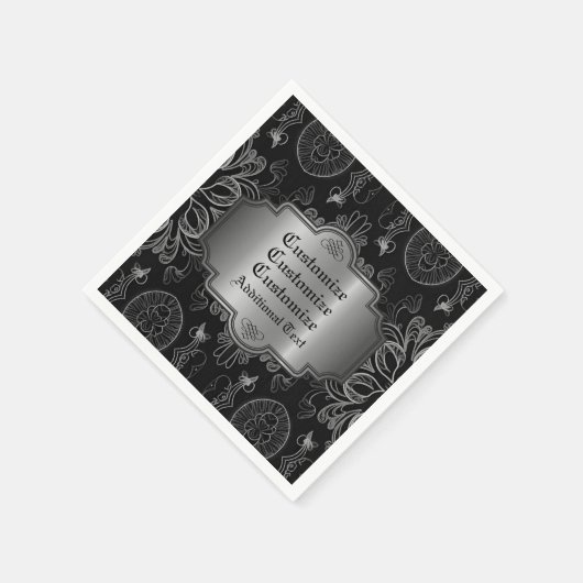 Abstraktes Schwarz und Silber Serviette (Ecke)