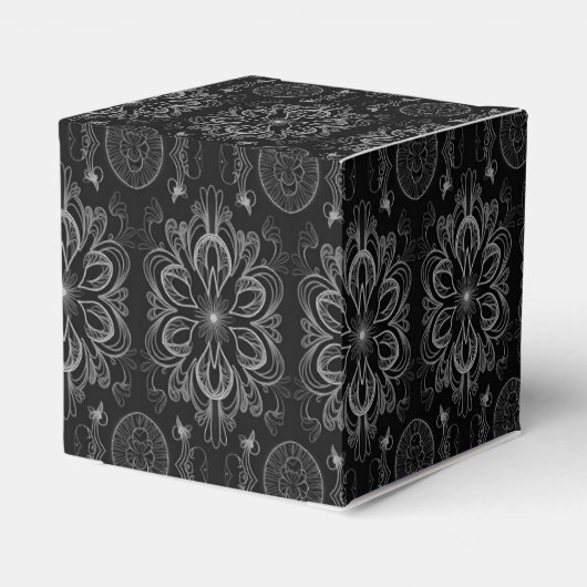 Abstraktes Schwarz und Silberwürfel Geschenkschachtel (Rückseite)