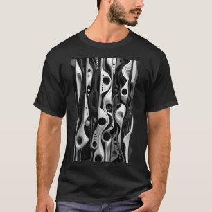Abstraktes Schwarz-Weiß-Bizarres Organisches 3D T-Shirt