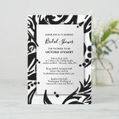 Abstraktes Schwarz-Weiß-Brautparty Einladung (Stehend Vorderseite)