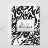 Abstraktes Schwarz-Weiß-Brautparty Einladung (Rückseite)