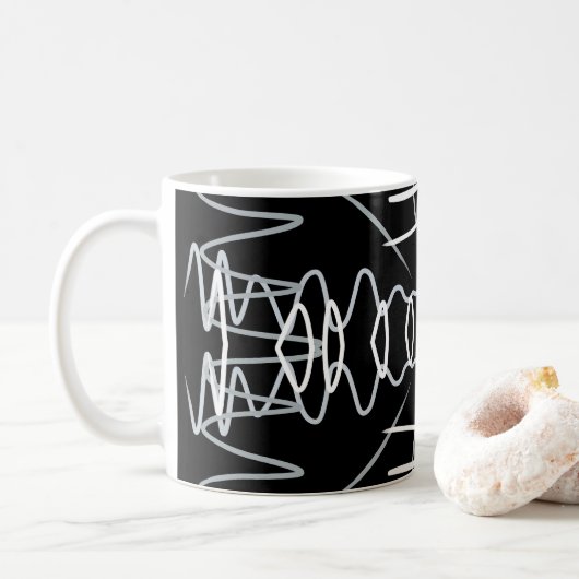 Abstraktes Schwarz-Weiß-Design Kaffeetasse (Mit Donut)