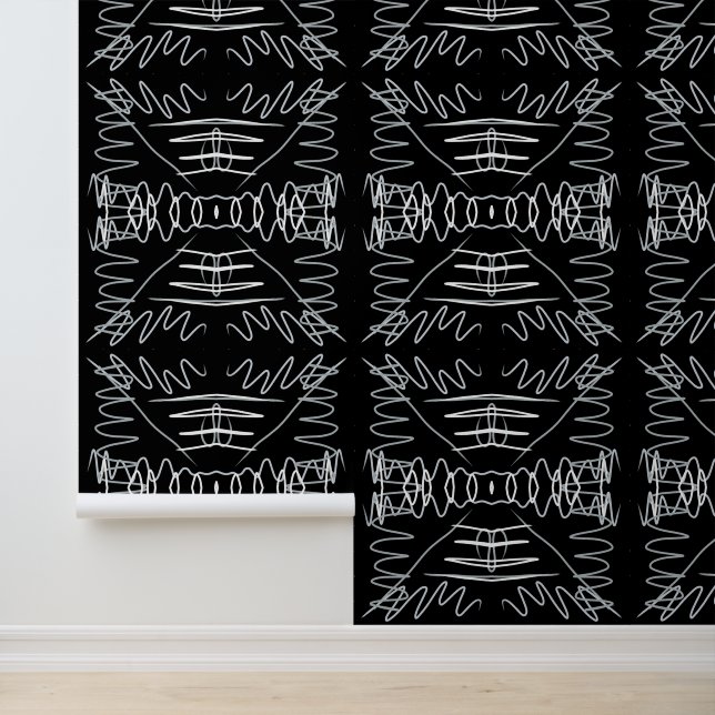 Abstraktes Schwarz-Weiß-Design Tapete (Anwendung)