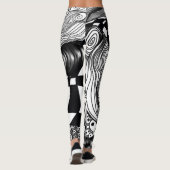 Abstraktes Schwarz-Weiß-Dreieck Leggings (Rückseite)