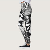 Abstraktes Schwarz-Weiß-Dreieck Leggings (Links)