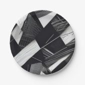 Abstraktes Schwarz-Weiß-Dunkel-Geometrie-Muster Pappteller (Vorderseite)
