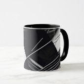 Abstraktes Schwarz-Weiß-Dunkel-Geometrie-Muster Tasse (VorderseiteRechts)