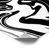 Abstraktes Schwarz-Weiß-Fluid-Muster Poster (Ecke)