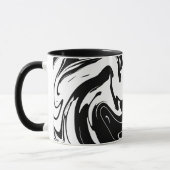 Abstraktes Schwarz-Weiß-Fluid-Muster Tasse (Links)
