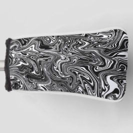 Abstraktes Schwarz-Weiß-Flüssig-Marmor-Muster Golf Headcover