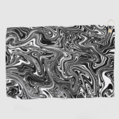 Abstraktes Schwarz-Weiß-Flüssig-Marmor-Muster Golfhandtuch (Horizontal)