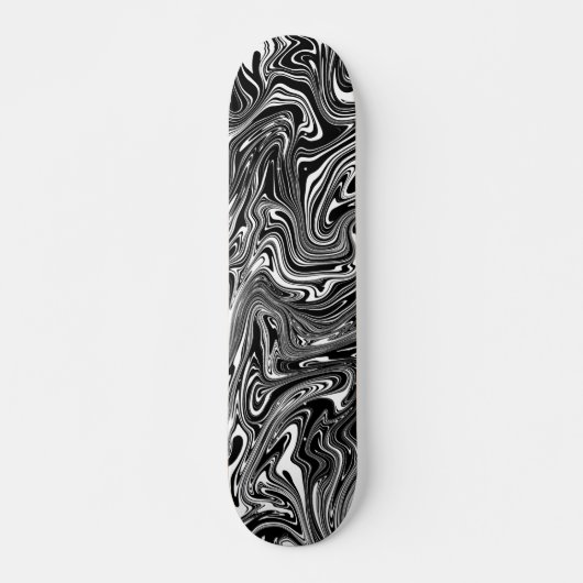 Abstraktes Schwarz-Weiß-Flüssig-Marmor-Muster Skateboard (Vorne)