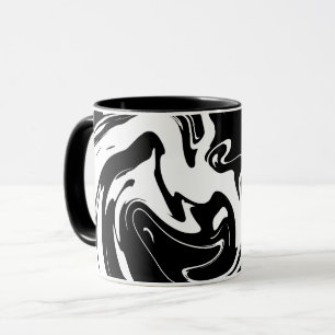 Abstraktes Schwarz-Weiß-Flüssigkeitsmuster  Tasse