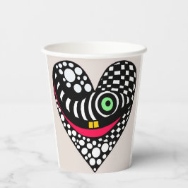 Abstraktes Schwarz/Weiß-Herz Pappbecher